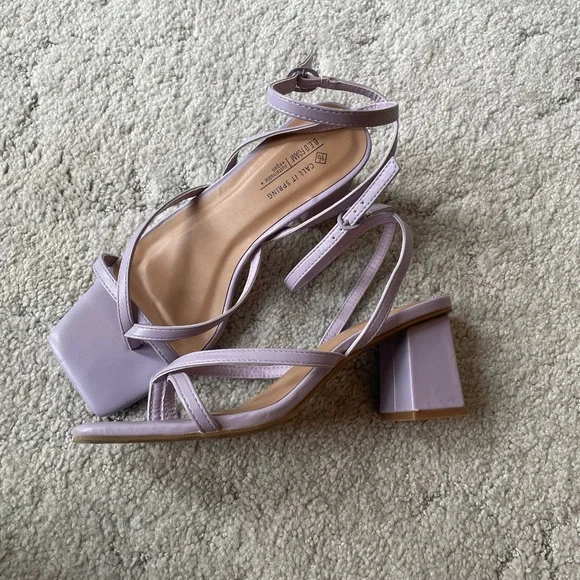 Call It Spring Purple Block Heels - Picture 2 of 3